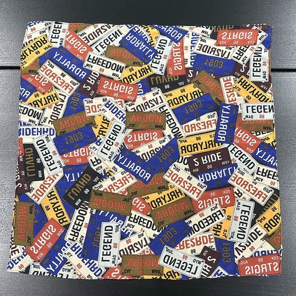 Harley-Davidson Silk Square License Plate Print Scarf Bandana - Picture 3 of 3